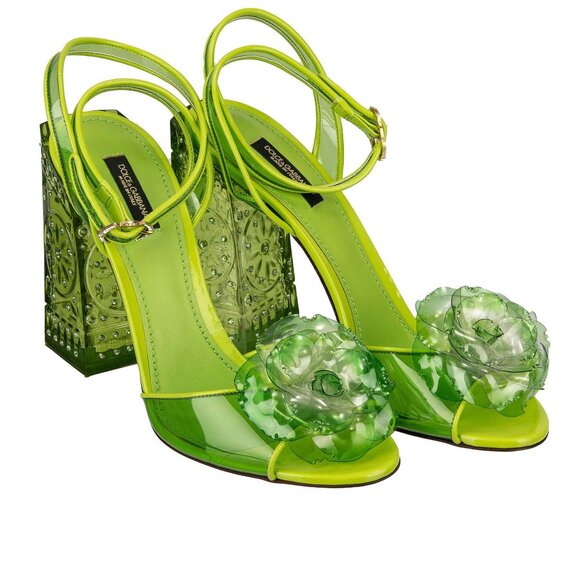 Dolce & Gabbana - Cinderella Transparent Crystal Pumps Sandals KEIRA Green 40 10 - Picture 5 of 5